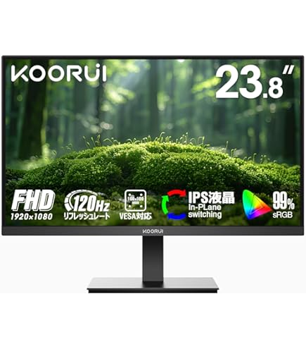 KOORUI ゲーミングモニター 24インチ 湾曲モニター 24N5C フルHD Amazon.co.jp: KOORUI モニター 24インチ 60Hz : パソコン・周辺機器